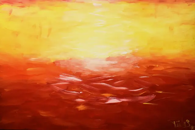Mundmaler Paulus Ploier, Titel vom Kunstwerk "Neues Licht", Technik: Mundmalerei Acryl auf Leinen, Größe: 150 cm x 100 cm. | Foto: www.paulus-art.at