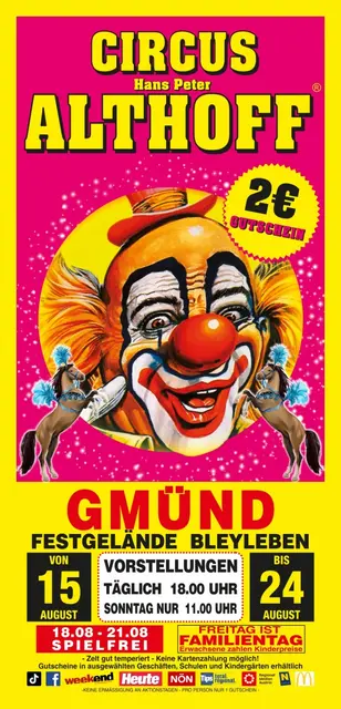 Gutschein ausdrucken und beim Eintritt 2 € sparen! | Foto: Circus Althoff