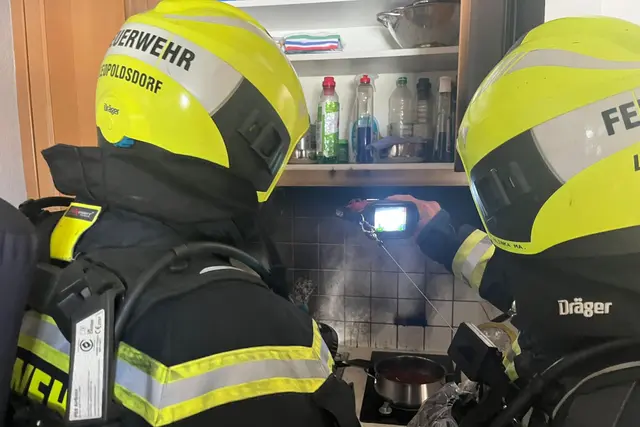 Die Feuerwehr führte eine Kontrolle des Bereichs mittels Wärmebildkamera durch. | Foto: FF Leopoldsdorf
