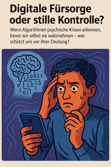„Digitale Fürsorge oder stille Kontrolle? Wenn Algorithmen psychische Krisen erkennen, bevor wir selbst sie wahrnehmen – wer schützt uns vor ihrer Deutung?  | Foto: Foto: Microsoft BING/KI