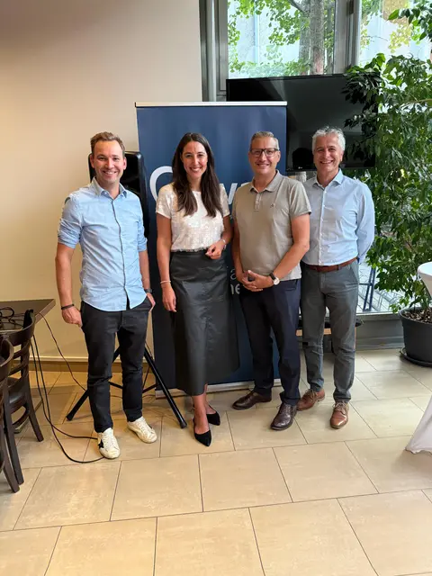 Armin Hofmann, JVP Obmann Bezirk Lienz, Christian Steininger, VP Stadtparteiobmann, MEP Sophia Kircher und Vizebürgermeister Alexander Kröll. | Foto: VP Lienz