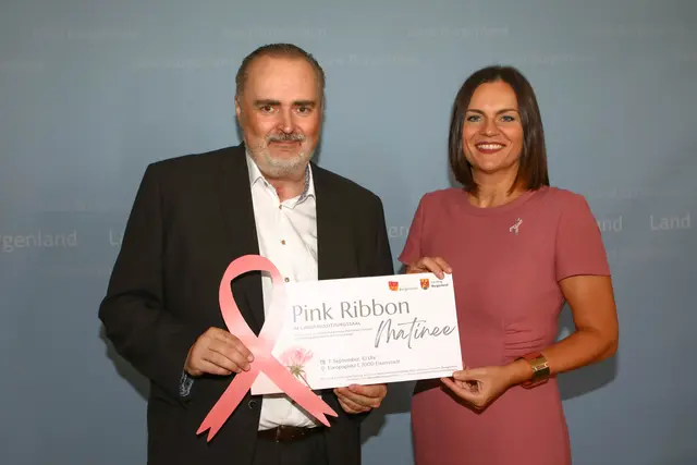 Landeshauptmann Hans Peter Doskozil und Landtagspräsidentin Astrid Eisenkopf laden gemeinsam zur ersten Pink-Ribbon-Matinee zugunsten der Krebshilfe Burgenland. | Foto: Landesmedienservice/Wolfgang Sziderics