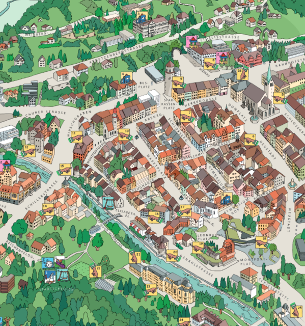 Es gibt einen Kinderstadtplan für das Zentrum und einen für ganz Feldkirch. | Foto: Stadt Feldkirch