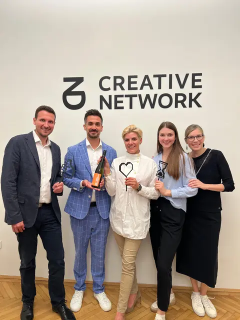 JW Baden Bezirksvorsitzender Harald Schachl, Gernot Steurer von Creative Network, Annkathrin Drumm (JW Baden), JW Mödling Bezirksvorsitzende Lilly Kaltenbrunner und Nicola Allram-Markel. | Foto: JWBN