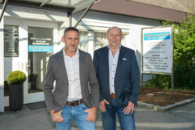 Theo Kohlhofer und Franz Macher (v. l.) bieten Gesamtlösungen in allen Baubereichen an. | Foto: Macher Bau- und Trockenbau GmbH