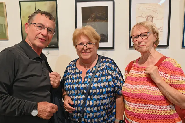 Besuch vom Gmundner Kunstverein: vlnr. Joe Malina, Christine Danninger, Gerlinde Stropek