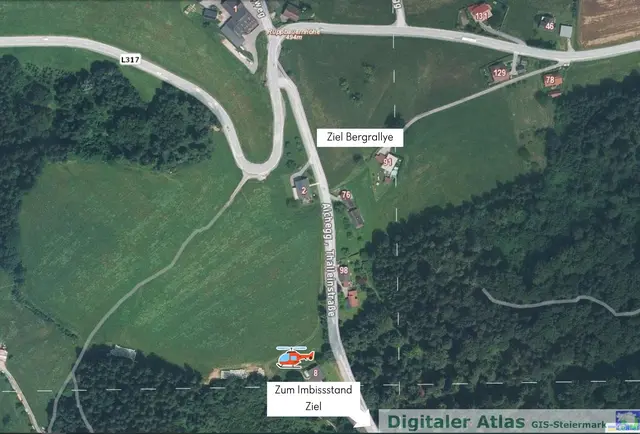 So sieht das Gelände der Bergrallye von oben aus. | Foto: GIS Steiermark