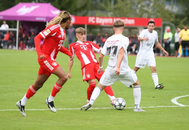 Bayerns Nachwuchstalent Lennart Karl deutete im Gurgltalstadion sein Potenzial an. | Foto: Peter Leitner