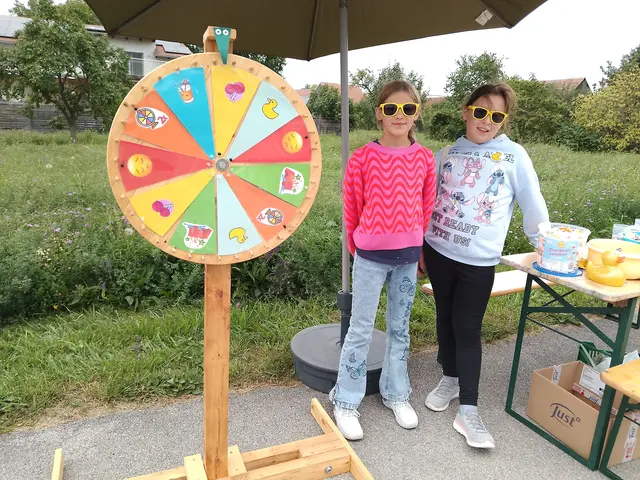 Lisbeth Fritz und Anna Kitzler am Glücksrad. | Foto: Dorferneuerung