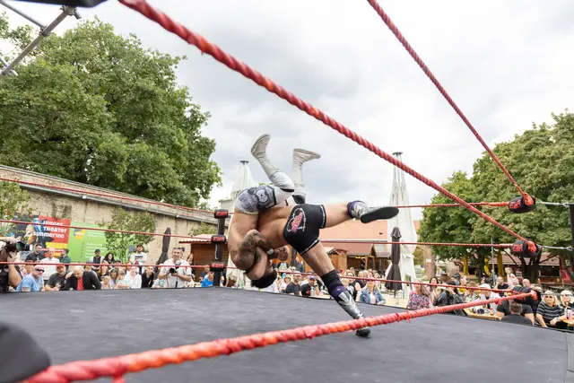 Die Wrestling-Akteure sorgten im Schloss Neugebäude für allerlei Action.  | Foto: Rene Brunhölzl