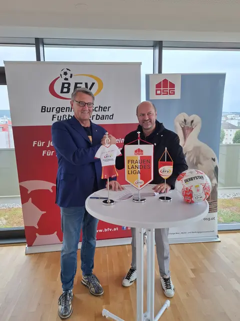 BFV-Präsident Johannes Wutzlhofer (l.) und OSG-Vorstandsobmann Alfred Kollar präsentierten die Eckpunkte der neuen Partnerschaft.  | Foto: BFV