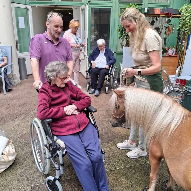 "Tiramisu" und "Kessa" stellten sich den Seniorinnen und Senioren vor. | Foto: Häuser zum Leben