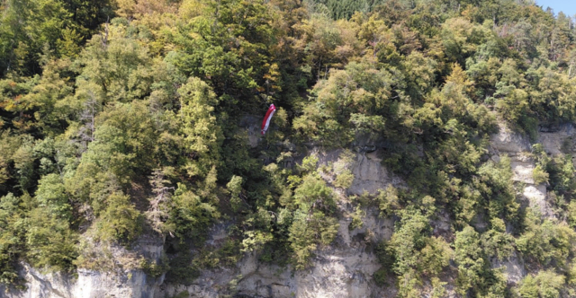 Ein Paragleiter war in einen Baum gestürzt und hing direkt über einem Abgrund fest. | Foto: Bergrettung Klagenfurt