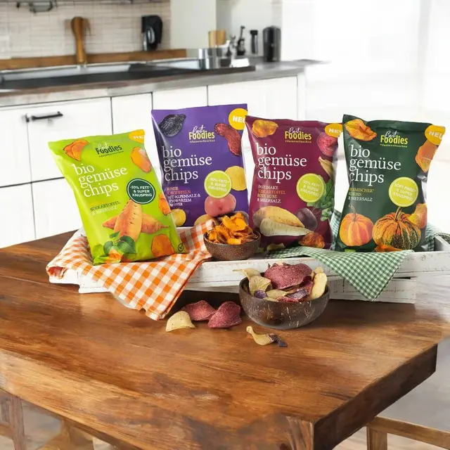 Von Pastinake bis Kürbis: Die Gemüsechips von Best Foodies sind je nach Saison in verschiedenen Sorten erhältlich. | Foto: Best Foodies GmbH