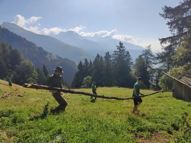 Beim Transport von großem Material ist Teamwork gefragt | Foto: Lucas Gasthauer