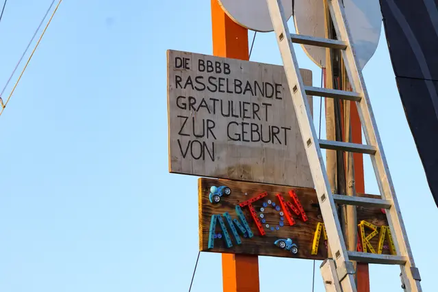 Mit seinen über zwölf Metern Höhe ist der Baby-Storch nicht nur rekordverdächtig, sondern wohl auch ein richtiger Hingucker in Holzhausen. | Foto: laumat.at