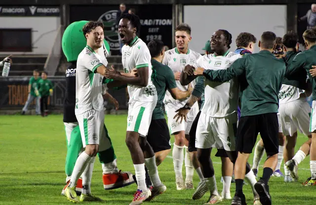 Die Freude über den ersten Saisonsieg des DSV Leoben war bei den Spielern, Betreuern und Fans riesengroß. | Foto: Tom Dormann