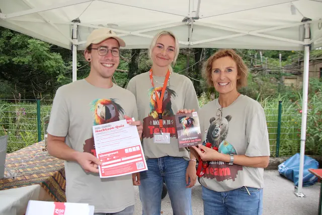 “Nachts im Zoo”: Mitarbeiter Christopher, Dagmar und Maresa.