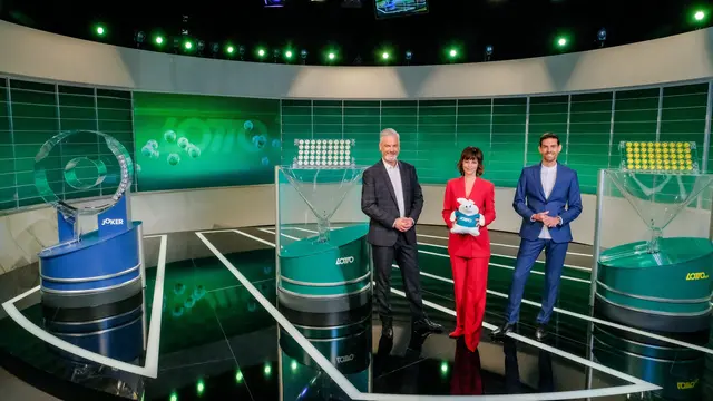 Die Lotto-Stammmoderatoren Thomas May, Evelyn Vysher und Ralph Huber-Blechinger (v. l.). | Foto: ORF/Günther Pichlkostner