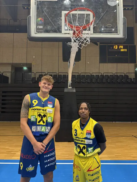 Ein ungleiches Duo: Center Chase Paar und Pointguard Tevin Brewer weiter verstärken den UBSC für die kommende Saison.  | Foto: UBSC Graz