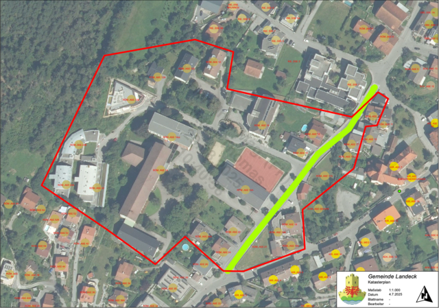 Die Grafik zeigt die Straße, welcher zur Schulstraße wird. | Foto: Gemeinde Landeck