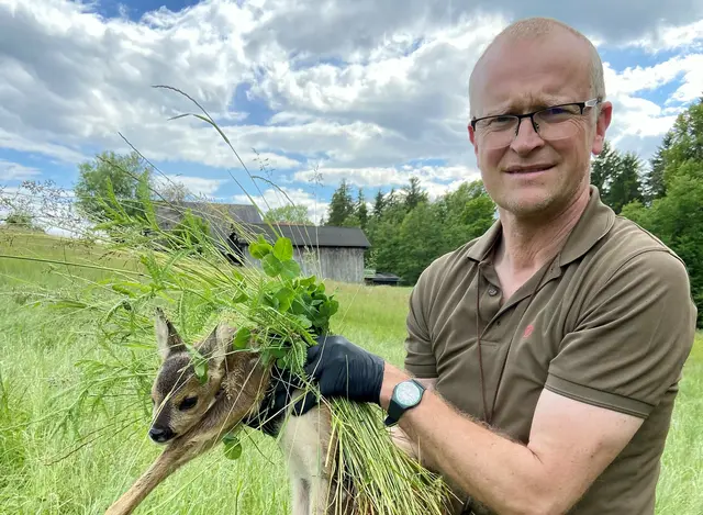 Bezirksjägermeister Johann Silberschneider bei einer Kitzrettung: Besonders die Jungtiere haben mit den Folgen des Klimawandels zu kämpfen. | Foto: privat