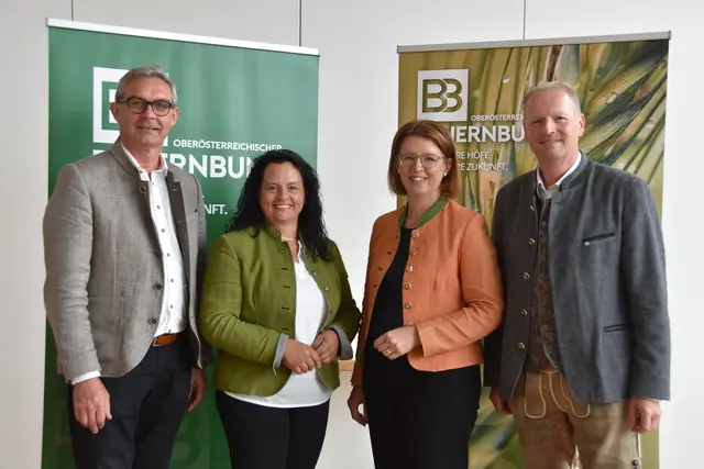 Landwirtschaftskammer-Präsident Franz Waldenberger, Landesbäuerin Johanna Haider, Landesrätin Michaela Langer-Weninger und OÖ Bauernbund-Direktor Wolfgang Wallner. | Foto: OÖ Bauernbund