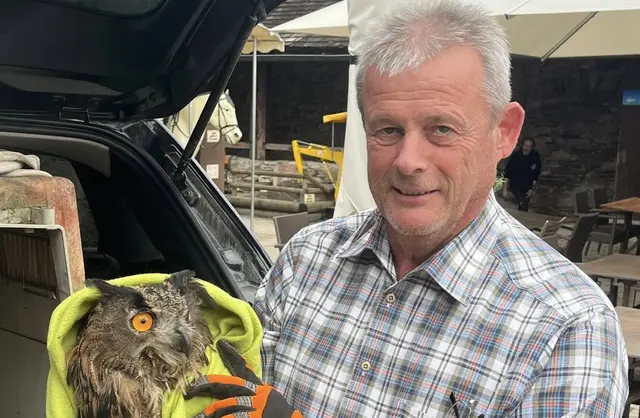 Horst Zwischenberger mit dem Uhu | Foto: Privat