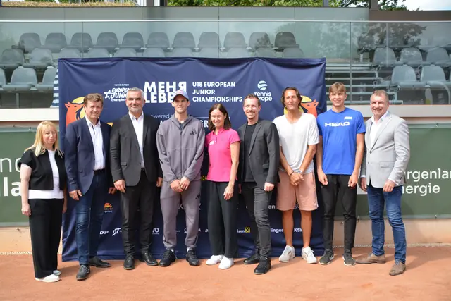 Bürgermeister Johann Heisz und Sportlandesrat Heinrich Dorner, Günter Kurz, Grand Slam-Sieger Dominik Thiem, Alexander Gschiel, Marion Maruksa (ÖTV-Billie-Jean-King-Cup-Kapitänin), Titelsponsor Christian Mattasits und Wolfgang Thiem. | Foto: Rosenberger