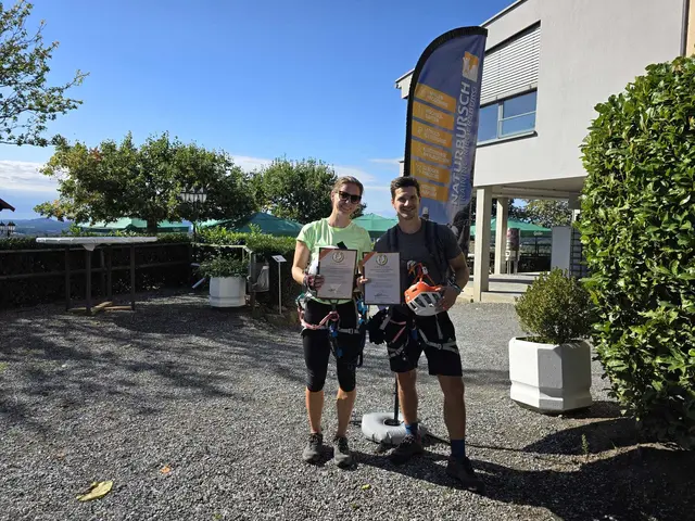 Elisabeth und Markus präsentieren stolz ihre Urkunden nach der erfolgreichen Absolvierung der Gold-Challenge an der Riegersburg. | Foto: MeinBezirk/Nicole Schawill