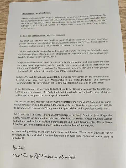 Das aktuelle Flugblatt der Gemeinde-ÖVP (Teil 2). | Foto: ÖVP