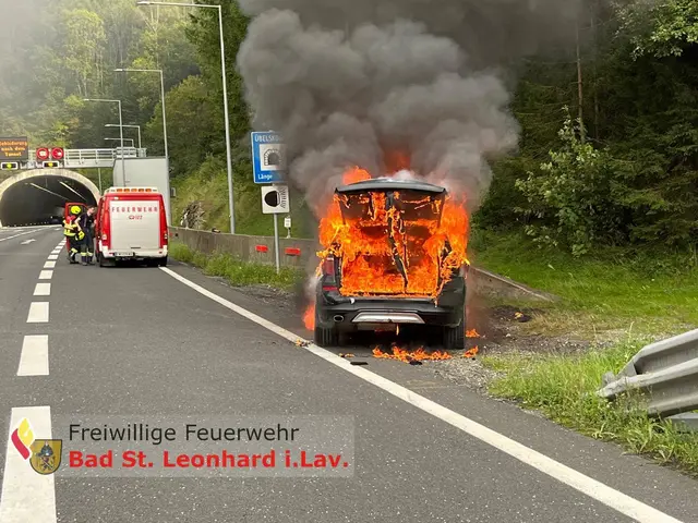 Der Fahrzeuglenker konnte das Fahrzeug noch rechtzeitig verlassen. | Foto: Feuerwehr Bad St. Leonhard