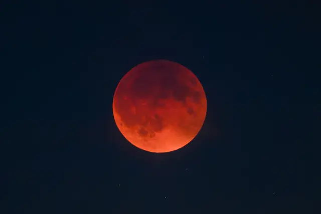 Am Sonntagabend konnte man über den Dächern Wiens die totale Mondfinsternis genau beobachten. | Foto: MAX SLOVENCIK / APA / picturedesk.com