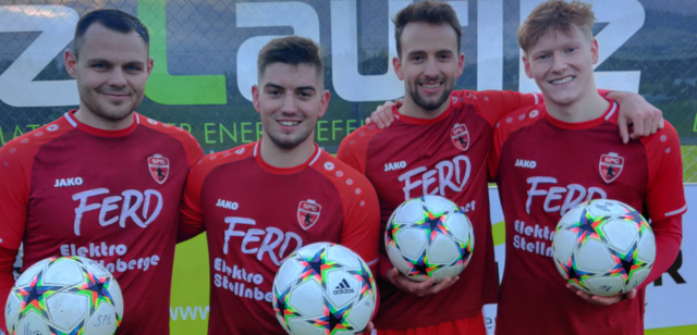 SPG-WKL-Torschützen beim 5:0-Derbysieg gegen Unterweißenbach am 20. April 2024 (von links): Daniel Urban, Marco Raab, Armin Herzog und Fabian Hackl (2). | Foto: SPG WKL