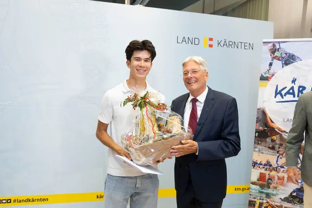 Radsportler Heimo Fugger und Peter Kaiser. | Foto: LPD Kärnten/Just