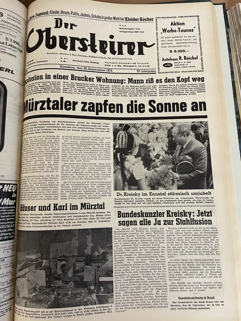 Der Obersteirer, Ausgabe vom 20. September 1975. | Foto: MeinBezirk