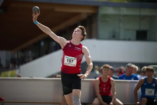 Im Kugelstoßen sicherte sich Raphael die Bronzemedaille. | Foto: ÖLV/Alfred Nevsimal