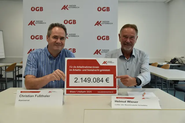 Halbjahresbilanz der Arbeiterkammer in Scheibbs: Kammerrat Christian Fußthaler und Bezirksstellenleiter Helmut Wieser