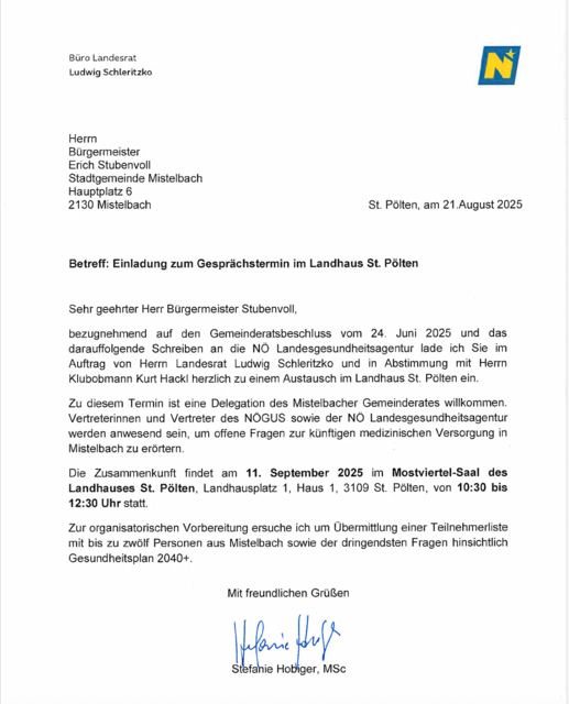 Die gewünschte Informationsveranstaltung für die Bevölkerung in Mistelbach wird nicht stattfinden. Die Niederösterreichische Landesgesundheitsagentur (LGA) hat dieses Format nicht direkt abgelehnt, möchte stattdessen auf direkte Gespräche mit Entscheidungsträgern setzen. | Foto: Stubenvoll