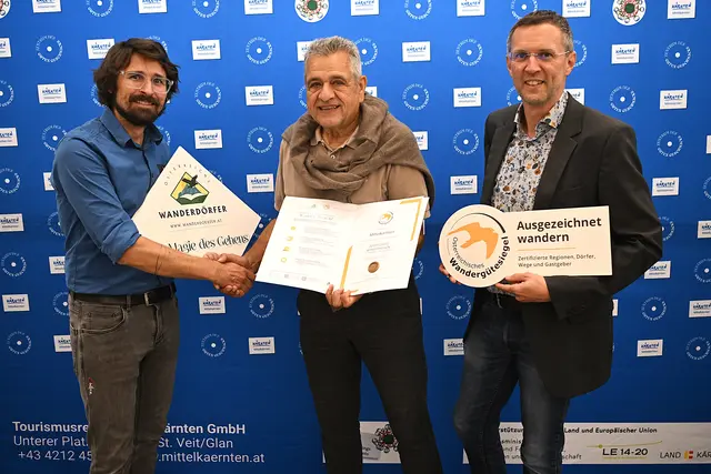 Günther Polanz (Österr. Wanderdörfer), Gerhard Mock (Obmann TR Mittelkärnten), und Gunter Brandstätter (GF TR Mittelkärnten), | Foto: Josef Bodner