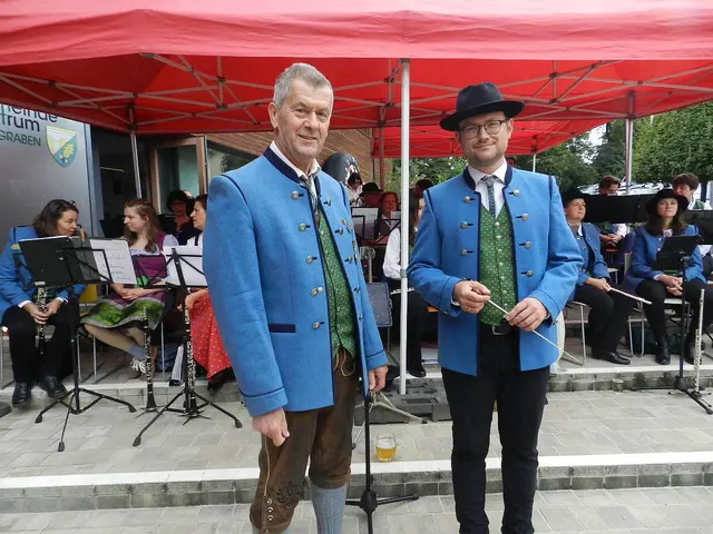 Obmann  Peter Siglreithmaier, Kapellmeister Mag Johannes Münzner mit der Tracht des Musikverein | Foto: Heribert Punz