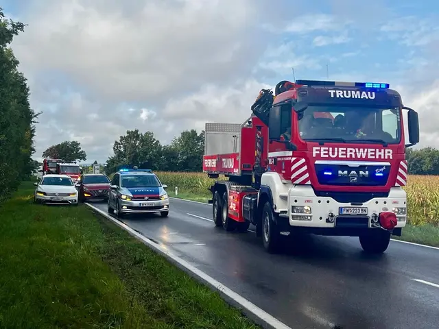 Einsatz in Trumau: Ein Auto landete im Windschutzgürtel. | Foto: FF Trumau