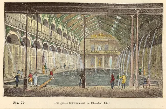 Der Schwimmsaal im Dianabad im Jahr 1841. | Foto: Bezirksmuseum Leopoldstadt