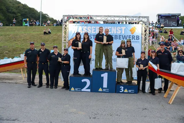 Sarah Fröschl und Katrin Thir von der Feuerwehr Rudersdorf-Berg holten sich beim burgenländischen Wasserdienstleistungsbewerb den Sieg in der Klasse Bronze Damen A. | Foto: Landesfeuerwehrverband Burgenland