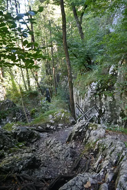 Der felsige Weg weiter hinunter