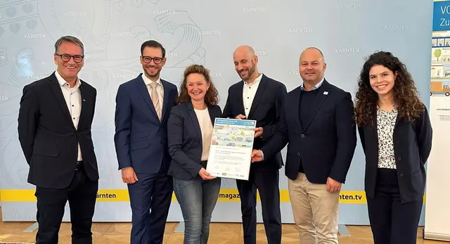 Herwig Riegler (von links), Sebastian Schuschnig, Alexia Getzinger, Tibor Jermedy , Robert Karlhofer sowie Katharina Jaschinsky  | Foto: SUEDKAERNTEN