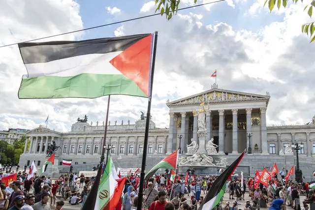 5.000 Teilnehmende werden bei einer Pro-Palästina-Demo am Samstag in Wien erwartet. (Archiv) | Foto: Peter Weingartner / Weingartner-Foto / picturedesk.com
