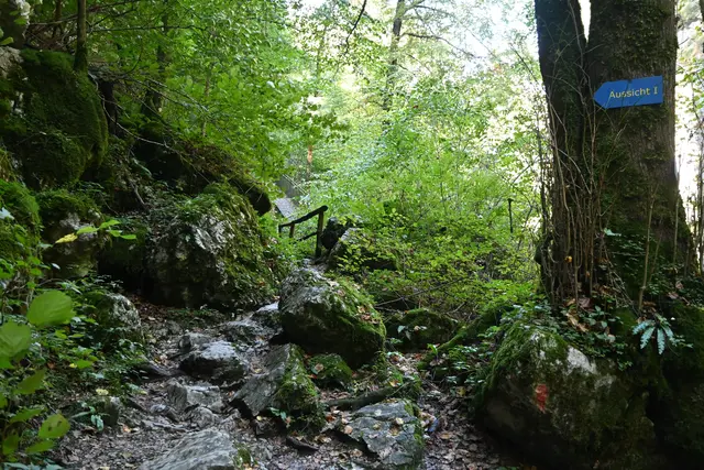 Da geht's noch zu einer Aussicht am unteren Ende der Klamm