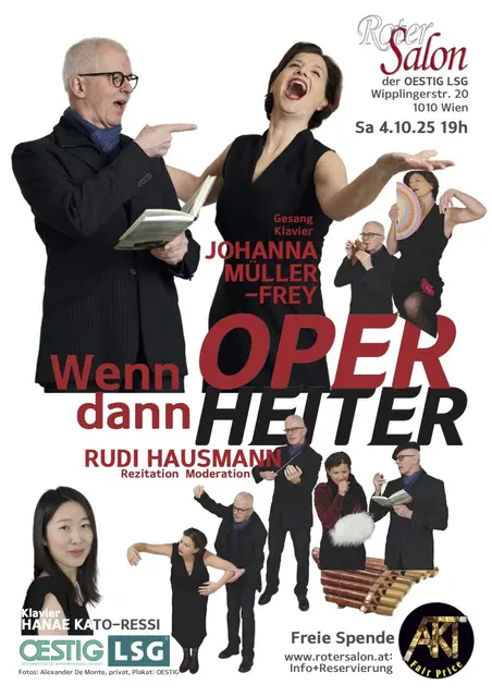 Nehmen das Genre Oper charmant auf die Schippe: RUDI HAUSMANN und Sängerin JOHANNA MÜLLER-FREY  | Foto: © Fotos: Alexander De Monte, privat; Plakat: OESTIG