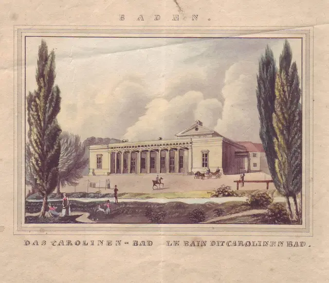 Das Carolinen-Bad  Le Bain dit Carolinenbad, 1827 | Foto: Stadtarchiv Baden